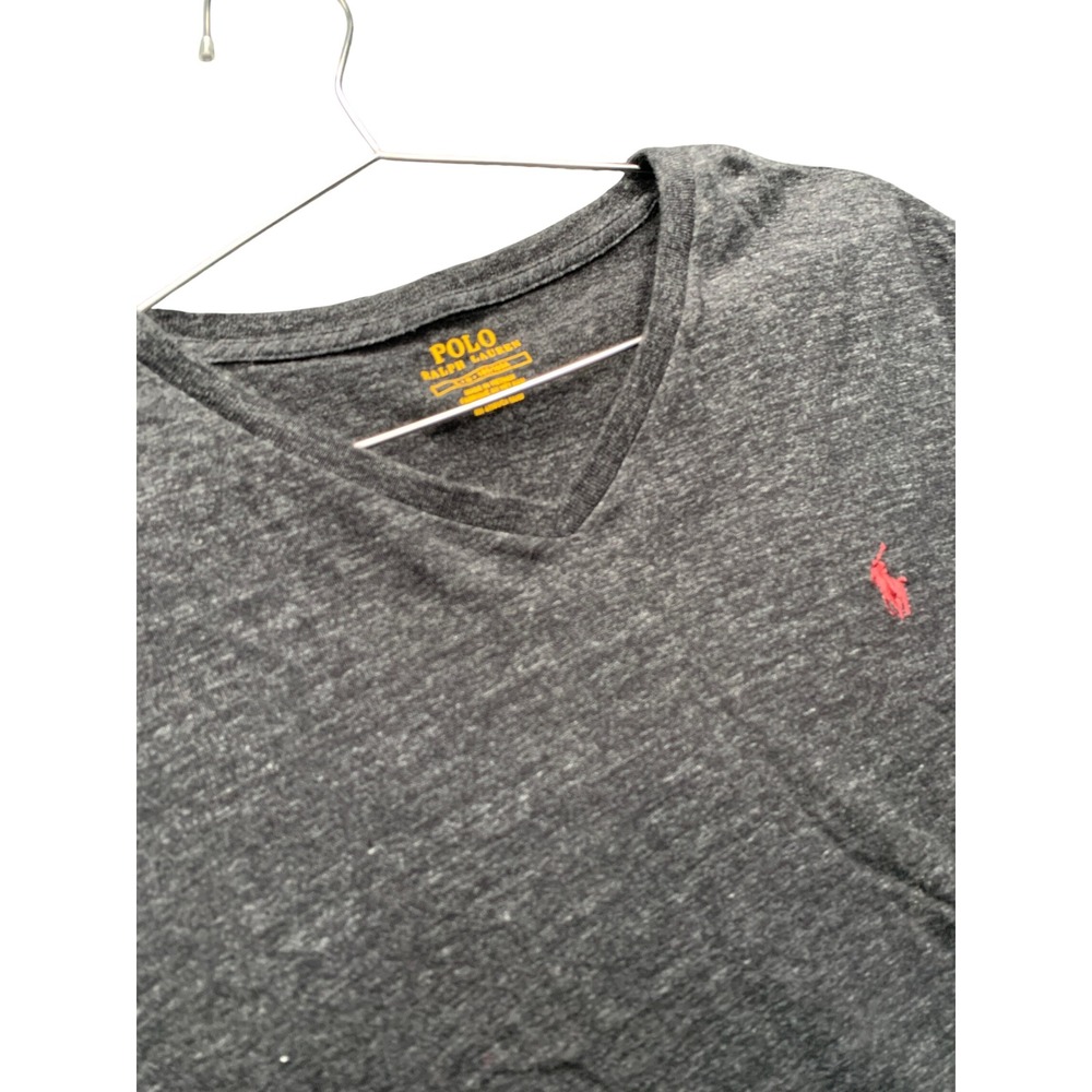 Polo Ralph Lauren V-Neck Tee Mens L Grey Heather Classic Preppy Basic Layer Pony